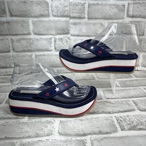 Lower East Side Flip Flops Womens Sandals Chunky Platform USA Stars 5.5